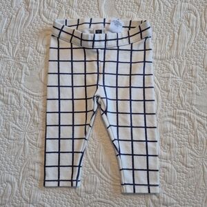 Janie and Jack girls size 3-6 ponte pants months white with blue lines EUC